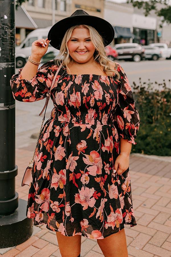 Impressions Pretty Petals Smocked Mini Dress Curves