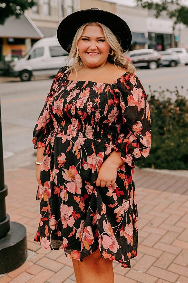 Impressions Pretty Petals Smocked Mini Dress Curves