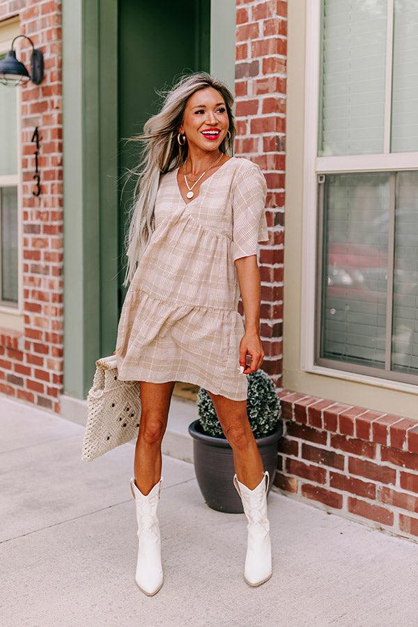 Impressions Pretty Presence Babydoll Dress In Iced Latte