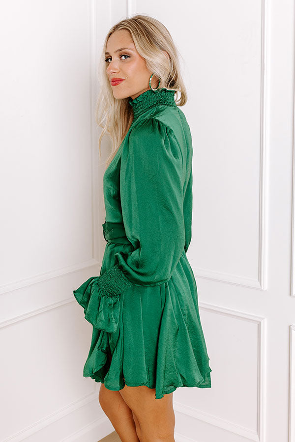 Impressions Prosecco Splash Mini Dress In Hunter Green