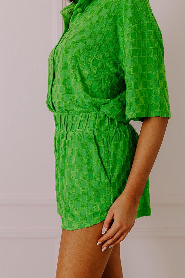 Impressions Pulling It Together Terry Cloth Shorts In Kelly Green