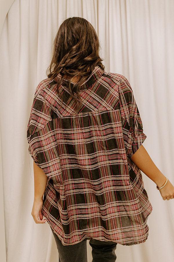 Impressions Pumpkin Patch Cutie Plaid Button Up Top