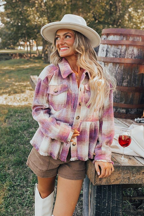 Impressions Pumpkin Patch Ready Peplum Jacket In Vineyard Grape