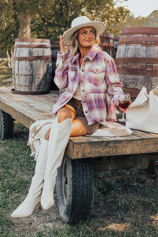 Impressions Pumpkin Patch Ready Peplum Jacket In Vineyard Grape