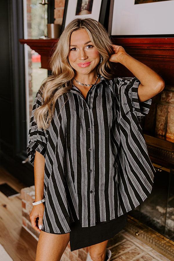 Impressions Pumpkin Spice Cutie Oversized Button Up In Black
