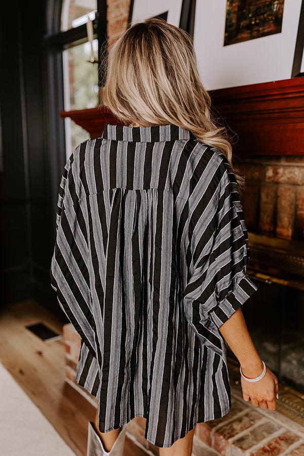 Impressions Pumpkin Spice Cutie Oversized Button Up In Black