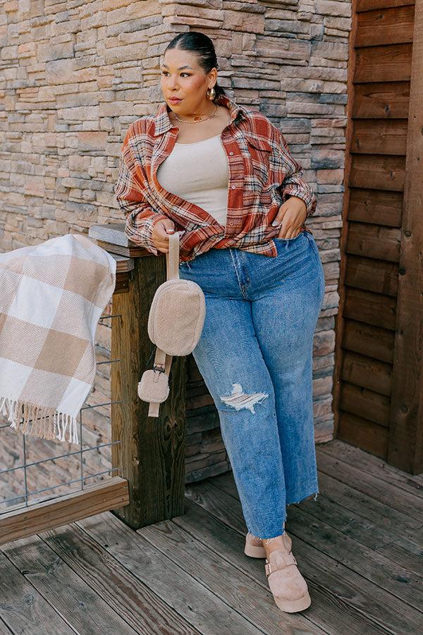 Impressions Pumpkin Spice Dreaming Plaid Jacket Curves