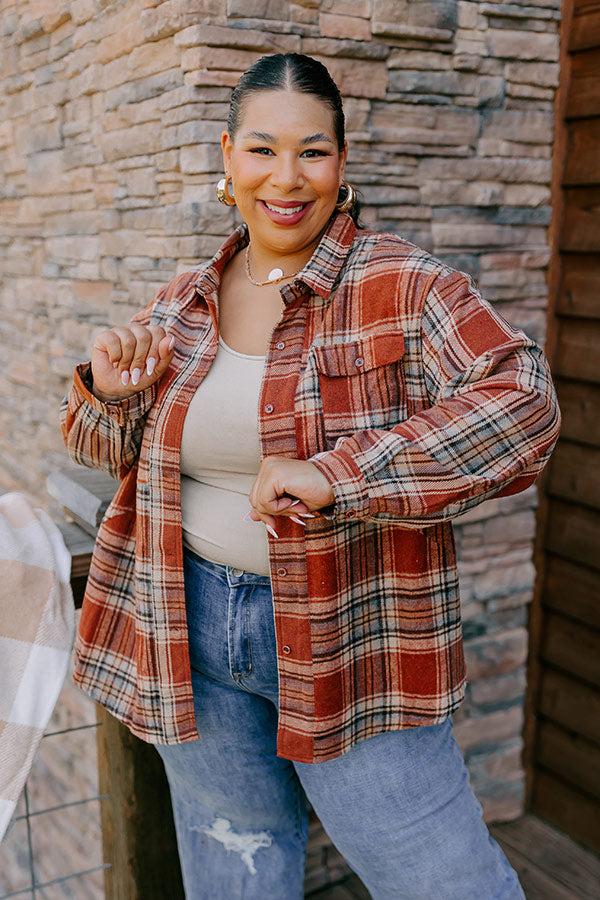 Impressions Pumpkin Spice Dreaming Plaid Jacket Curves