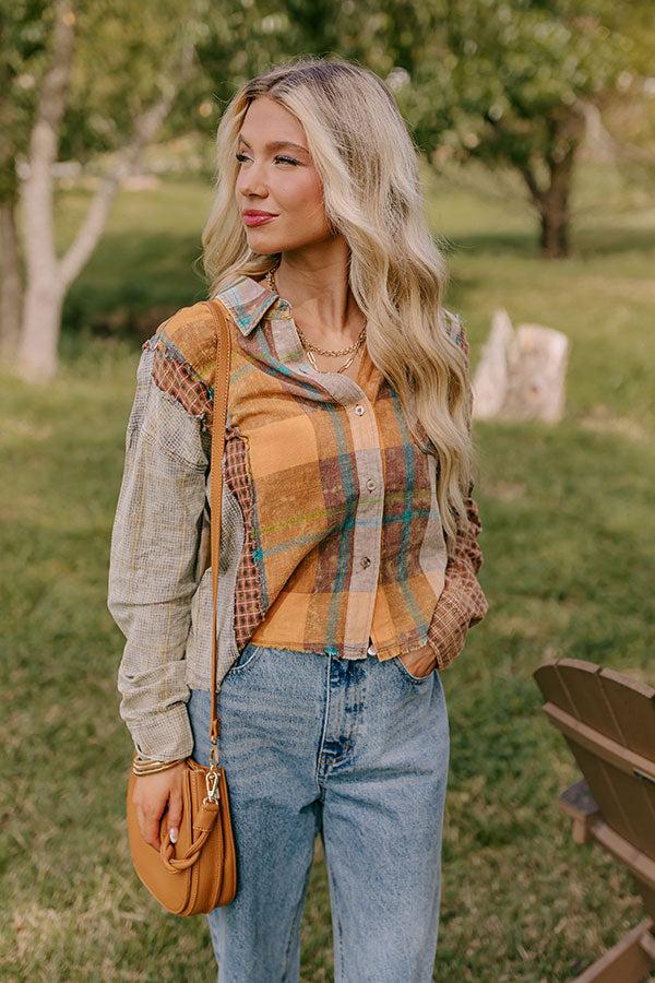 Impressions Pumpkin Spice Dreams Color Block Button Up