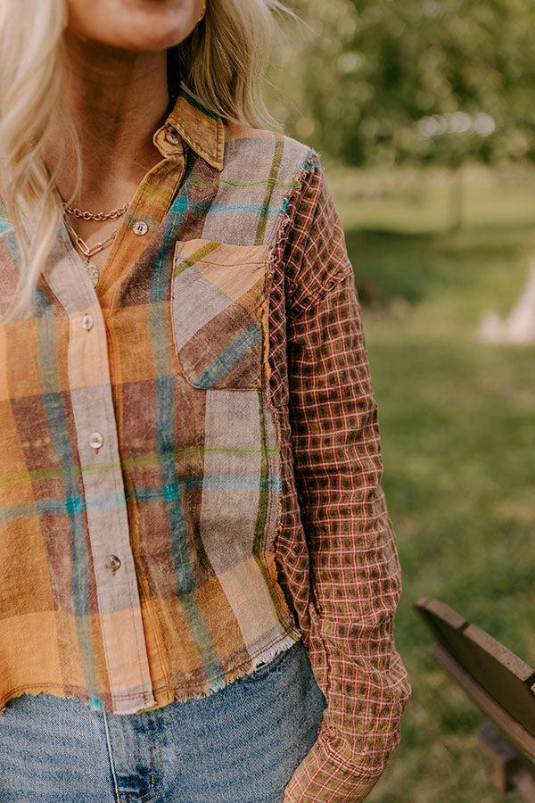 Impressions Pumpkin Spice Dreams Color Block Button Up