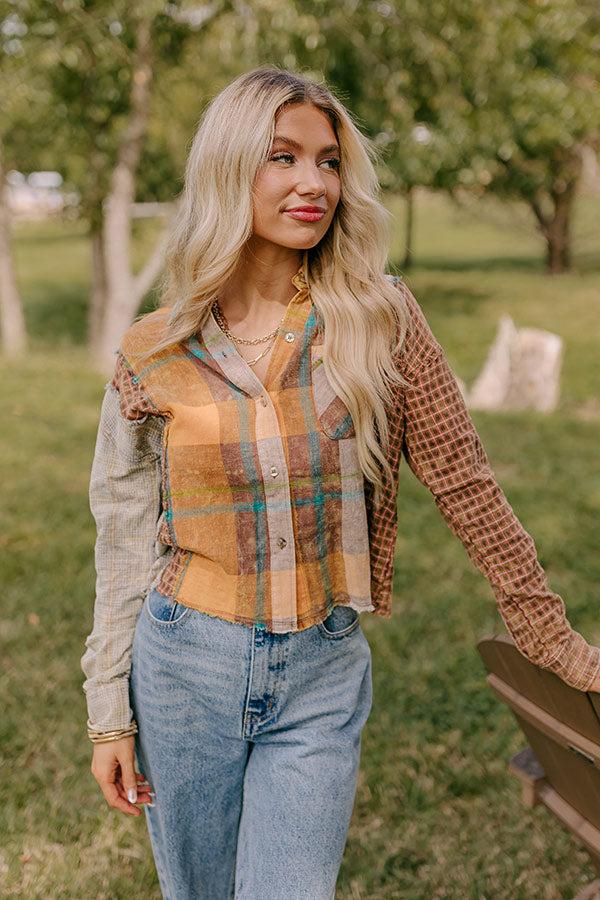 Impressions Pumpkin Spice Dreams Color Block Button Up