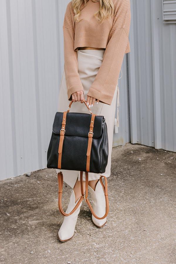 Impressions Punctual And Perfect Faux Leather Backpack In Black
