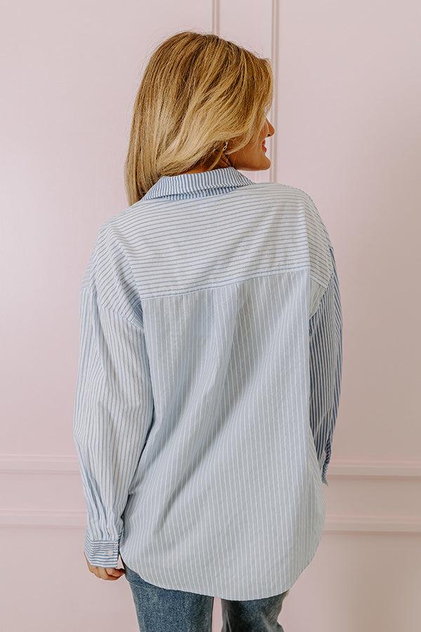 Impressions Pure Peace Stripe Button Up In Sky Blue
