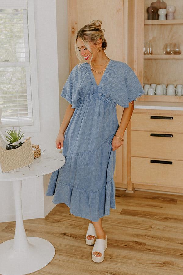 Impressions Pursuit Of Happiness Midi Dress in Blue