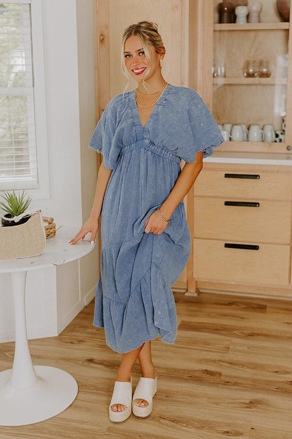 Impressions Pursuit Of Happiness Midi Dress In Blue