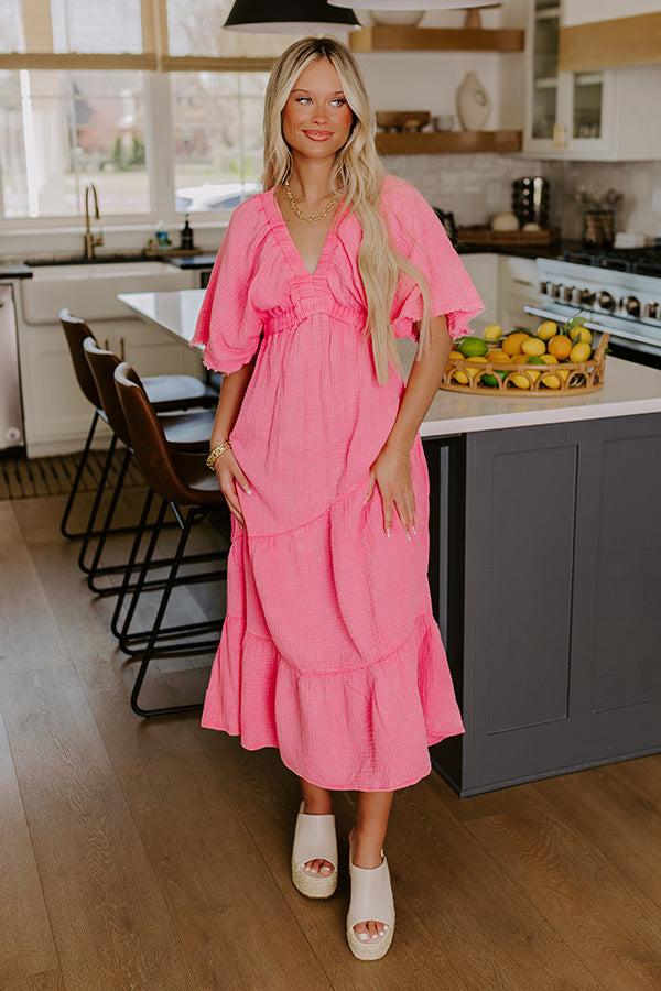 Impressions Pursuit Of Happiness Midi Dress In Pink