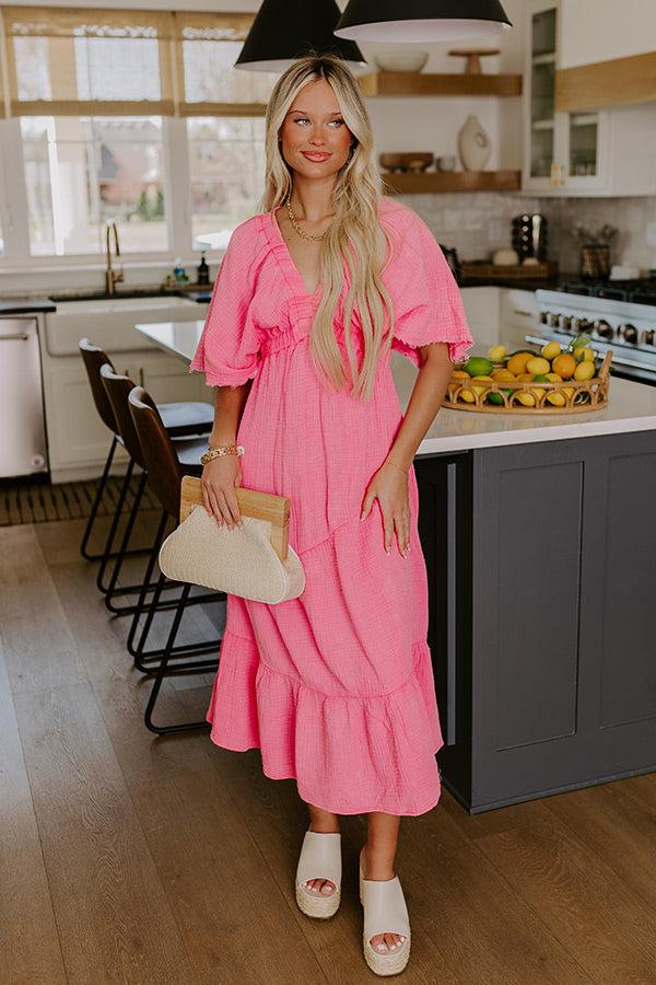 Impressions Pursuit Of Happiness Midi Dress in Pink