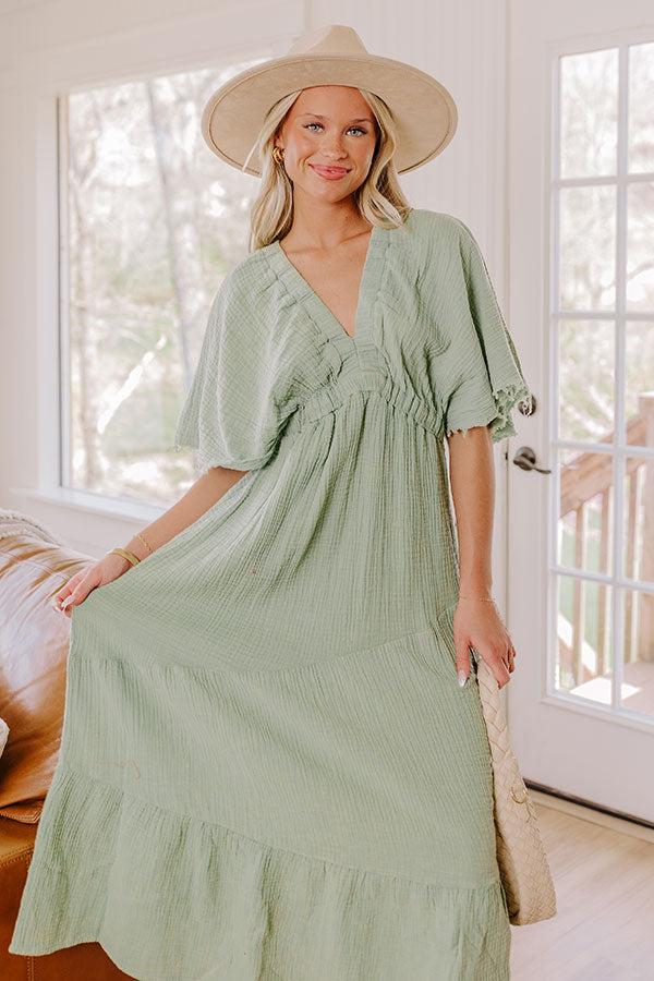 Impressions Pursuit Of Happiness Midi Dress In Sage