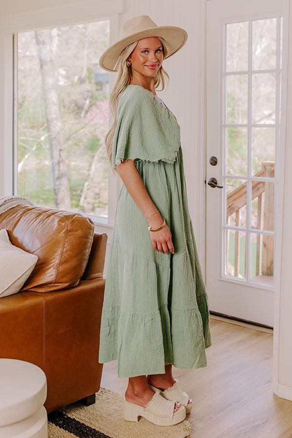 Impressions Pursuit Of Happiness Midi Dress In Sage