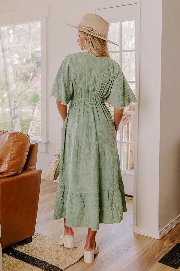 Impressions Pursuit Of Happiness Midi Dress In Sage