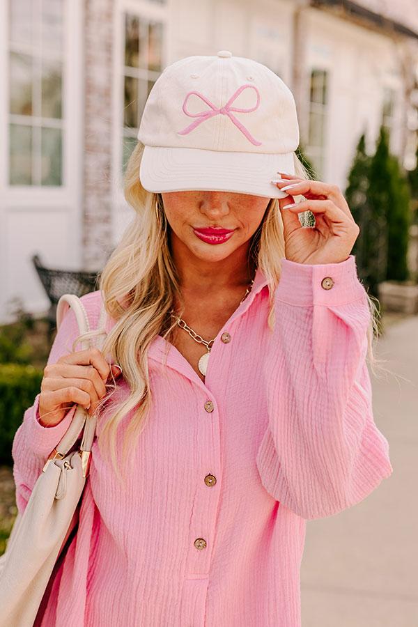 Impressions Put A Bow On It Embroidered Baseball Cap in Cream