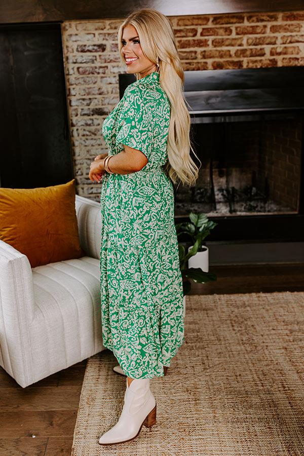 Impressions Resort Getaway Floral Midi In Green Curves