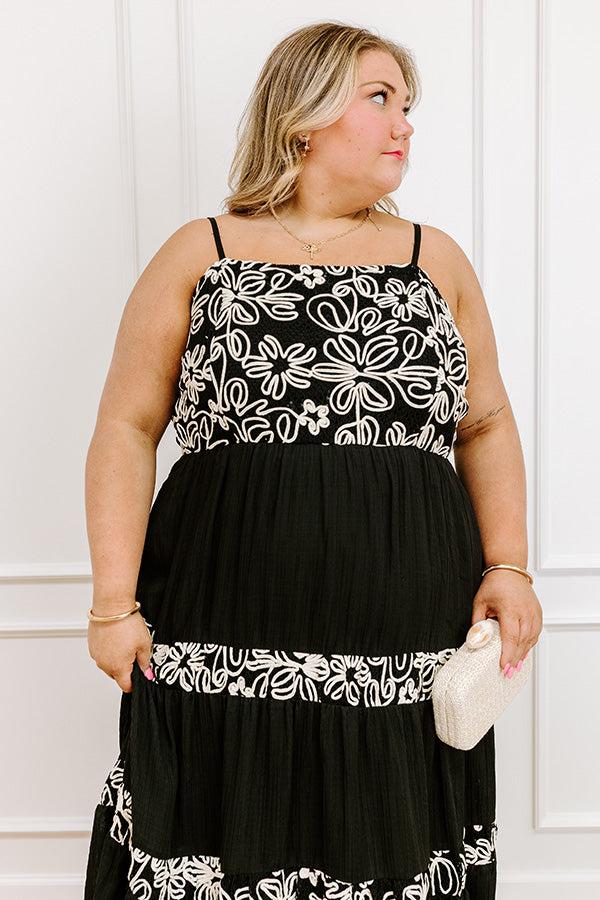 Impressions Resort Views Floral Embroidered Midi Dress Curves