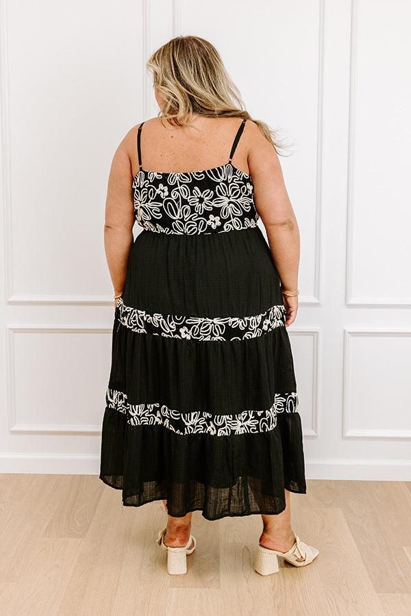 Impressions Resort Views Floral Embroidered Midi Dress Curves