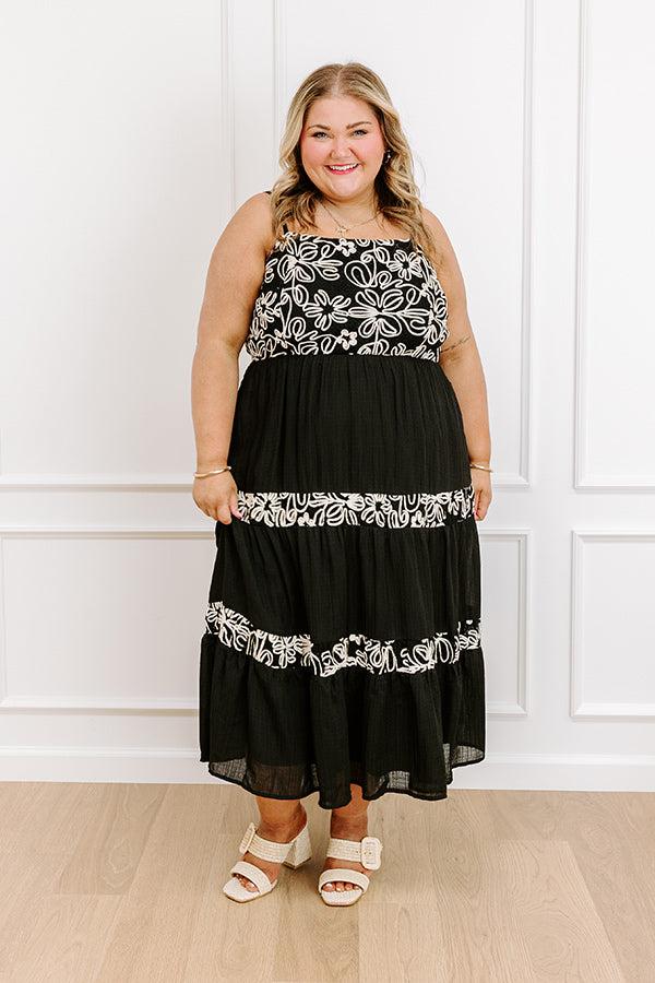 Impressions Resort Views Floral Embroidered Midi Dress Curves