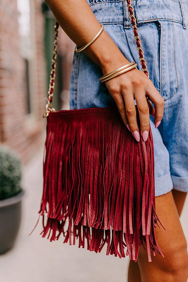 Impressions Right On Cue Fringe Crossbody In Aurora Red