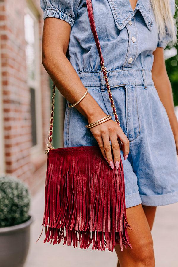 Impressions Right On Cue Fringe Crossbody In Aurora Red