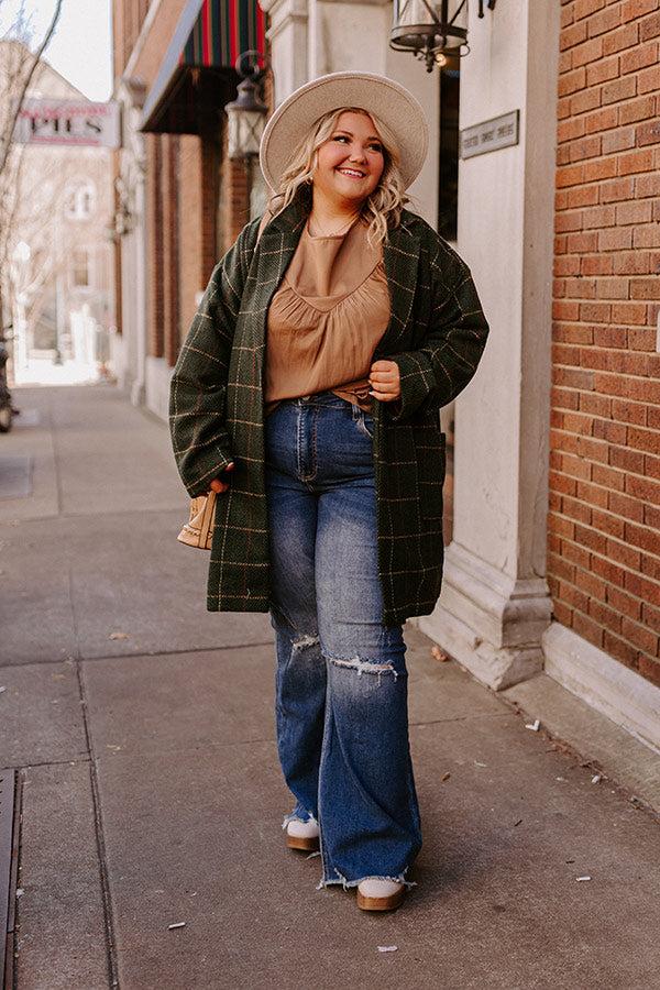 Impressions Risen The Laura High Waist Distressed Flare In Dark Wash Curves