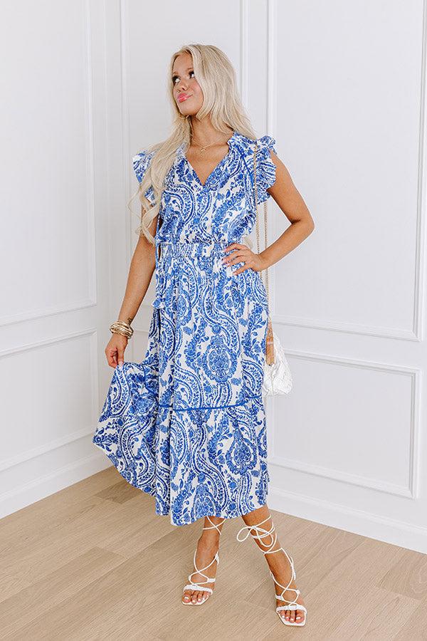 Impressions Riviera Rendezvous Satin Midi In Royal Blue