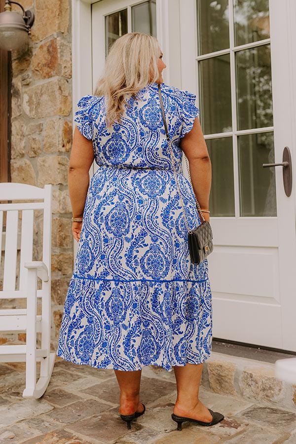 Impressions Riviera Rendezvous Satin Midi In Royal Blue Curves