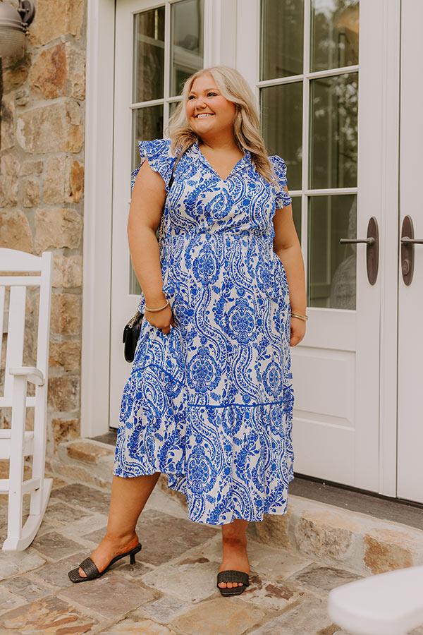 Impressions Riviera Rendezvous Satin Midi in Royal Blue Curves