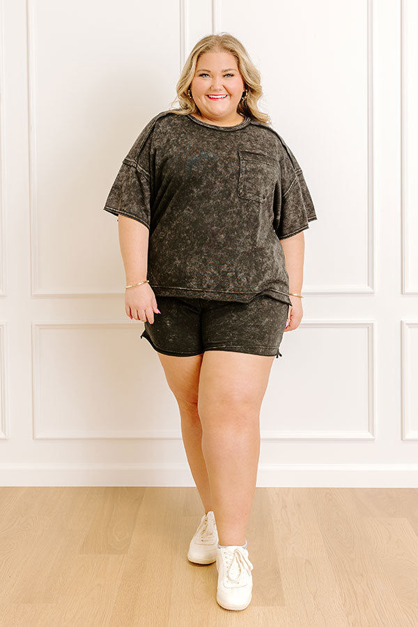 Impressions Road Trip Ready Oversized Vintage Wash Tee In Black Curves