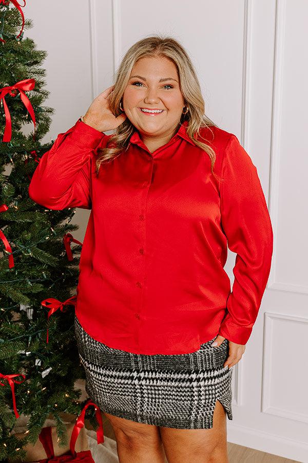 Impressions Roaming The City Button Up In Red Curves