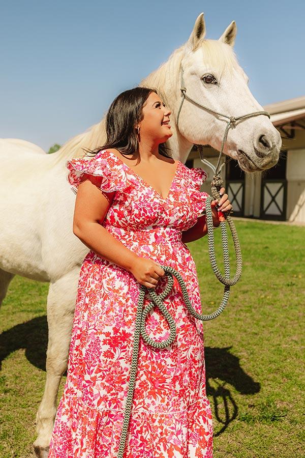Impressions Romance In France Floral Maxi Dress In Red Curves