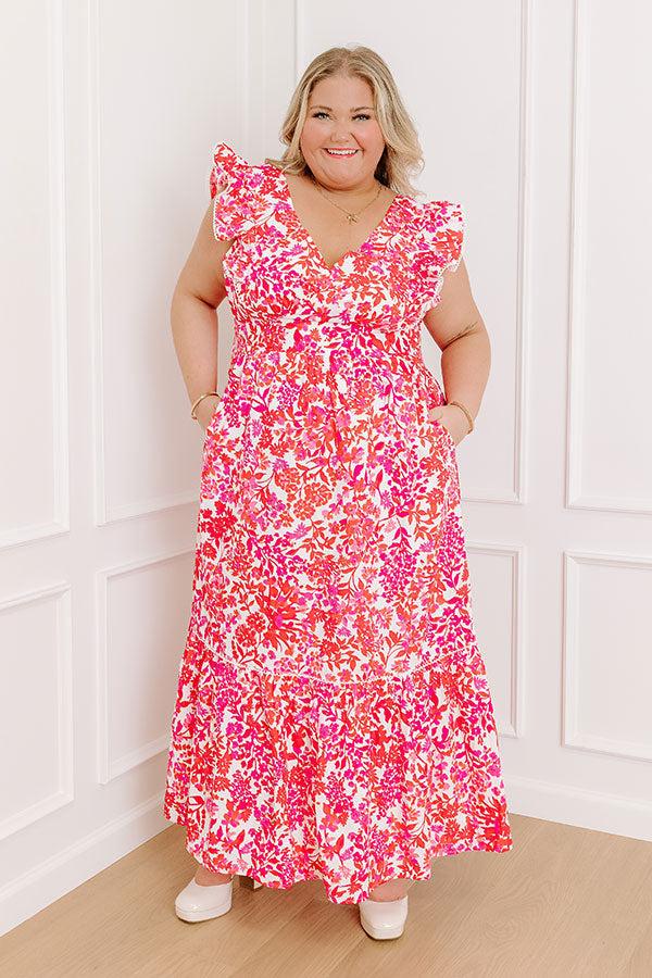 Impressions Romance In France Floral Maxi Dress In Red Curves