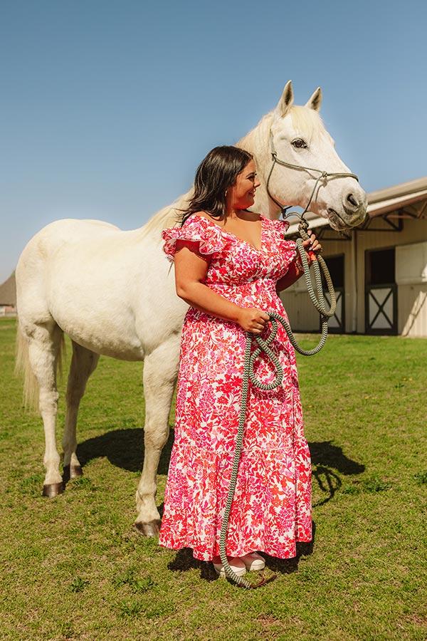 Impressions Romance In France Floral Maxi Dress in Red Curves