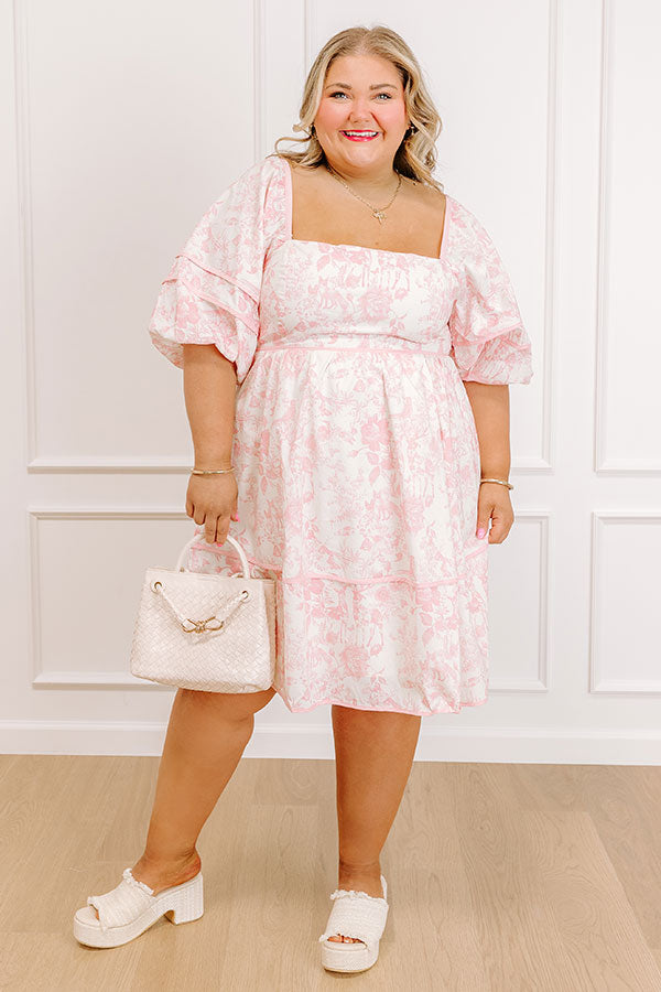 Impressions Romantic Cottage Floral Mini Dress Curves