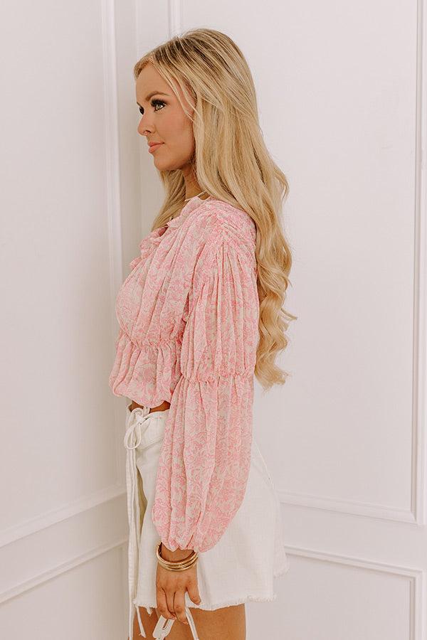 Impressions Romantically Inclined Floral Top In Pink