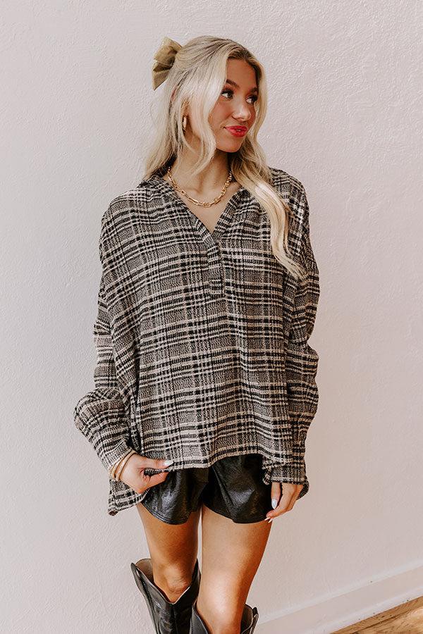 Impressions Rustic Vineyard Tweed Linen-Blend Top In Black