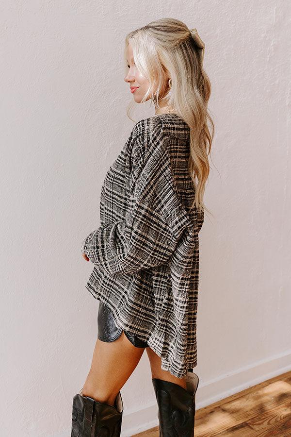 Impressions Rustic Vineyard Tweed Linen-Blend Top In Black