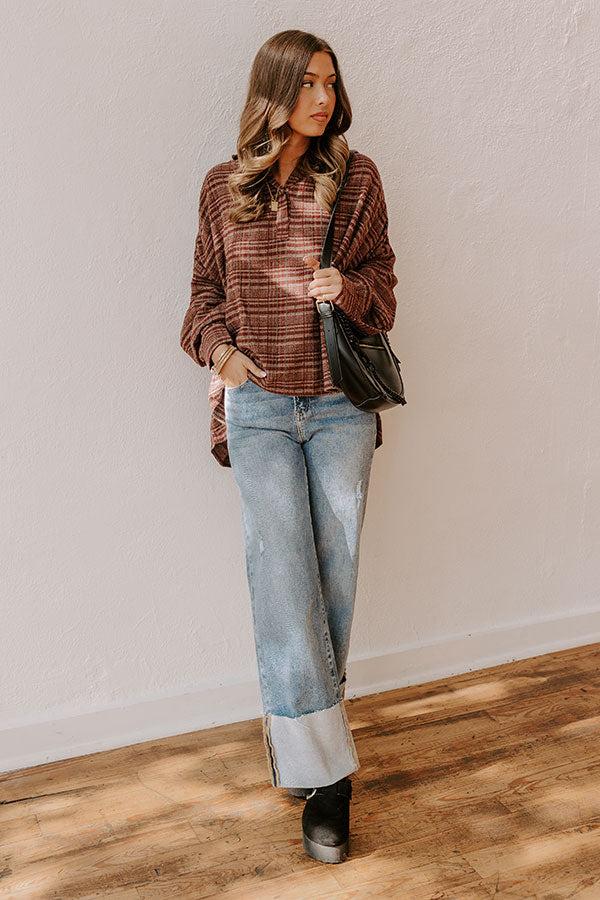 Impressions Rustic Vineyard Tweed Linen-Blend Top In Merlot