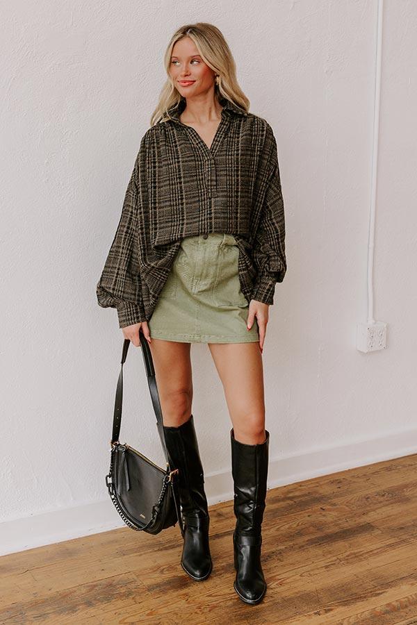 Impressions Rustic Vineyard Tweed Linen-Blend Top In Olive