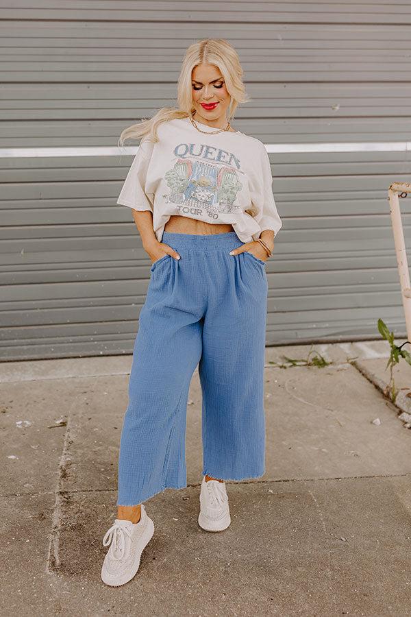 Impressions Sandy Coast High Waist Pants in Blue Curves