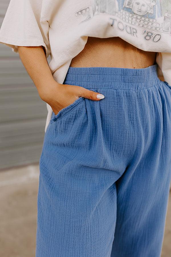 Impressions Sandy Coast High Waist Pants In Blue Curves
