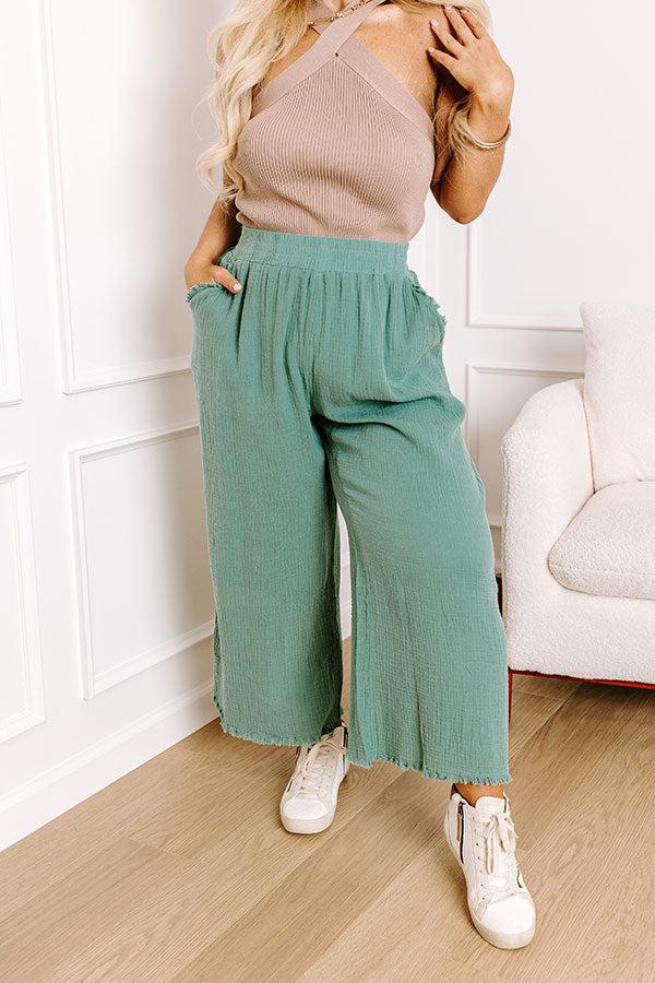 Impressions Sandy Coast High Waist Pants In Light Teal Curves