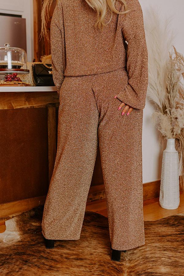 Impressions Sangria Toast Metallic High Waist Pants Curves